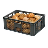 thumbnail of 6 Stück Bäckerkisten 600 x 400 x 230 mm + 1 Transportroller in Grau