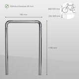 thumbnail of Fahrradanlehnbügel 118 x 78 cm Edelstahl Ø 60 mm grau Typ U Einbetonieren Fahrradständer Parker Typ U