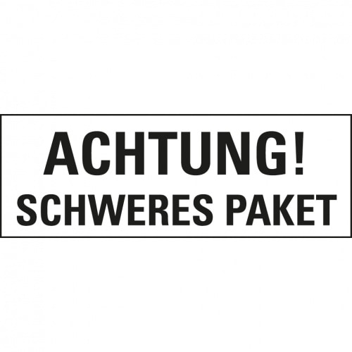 Aufkleber I Hinweisetikett Achtung! Schweres Paket, weiß, Haftpapier, permanent, 147x50mm, 250/Rolle