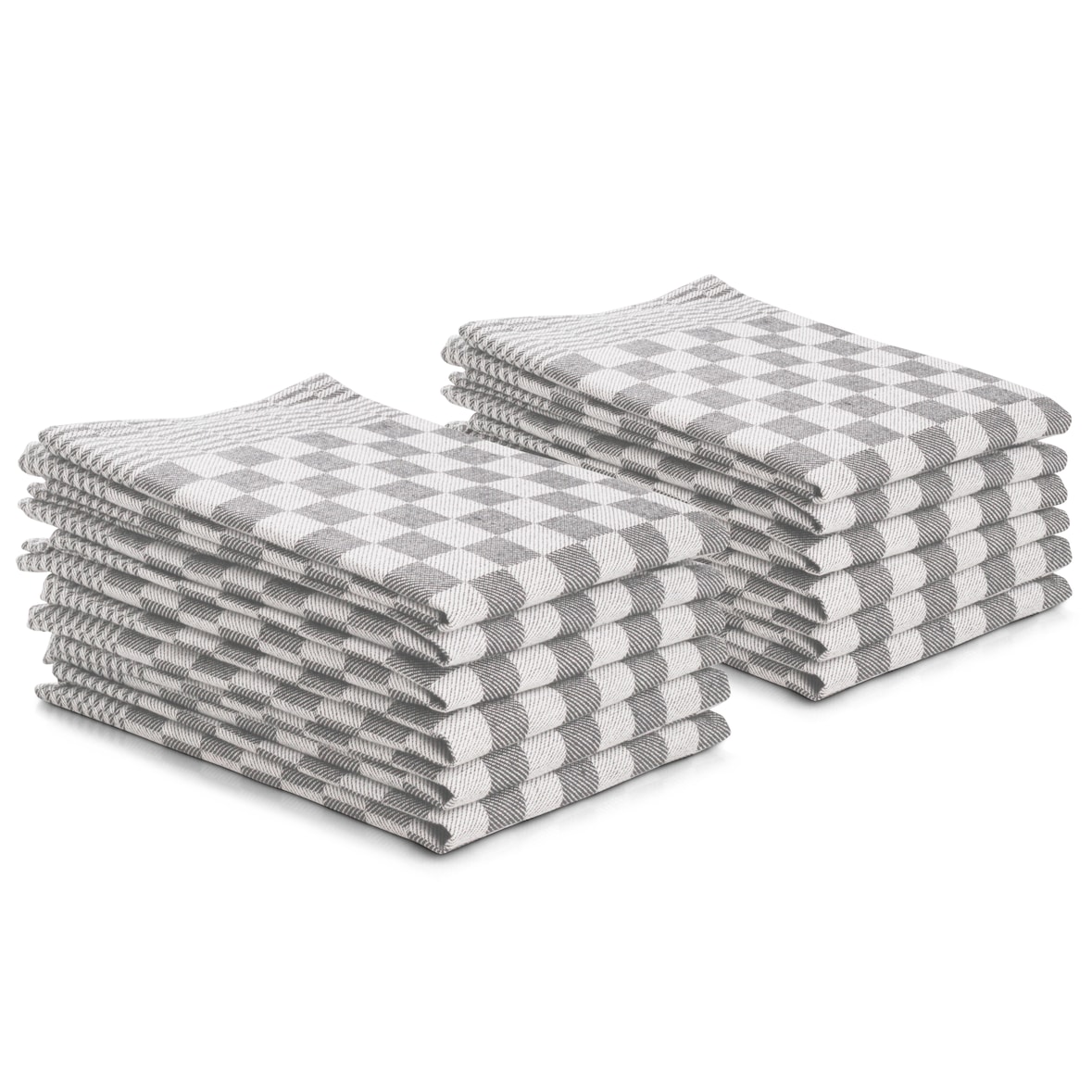 DoubleDry Theedoeken 12 st - 100% katoen - blokpatroon - geblokt - horeca ruit - grijs