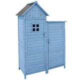 thumbnail of Merax Gerätehaus Gartenschrank Geräteschuppen Geräteschrank，118 x 54 x 173 cm, auch für kleine Gärten geeignet, Blau, PVC-Dach