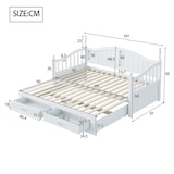 thumbnail of Ausziehbares Schlafsofa 90/180x190 cm aus Massivholz mit geschwungener Rückenlehne und Ablageschubladen in Weiß