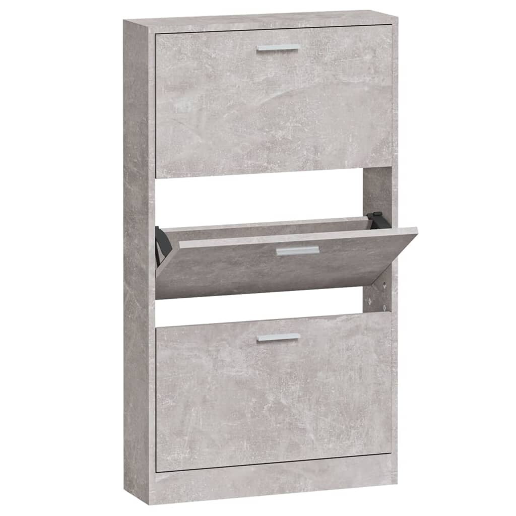 vidaXL Schuhschrank Betongrau 59x17x108 cm Holzwerkstoff