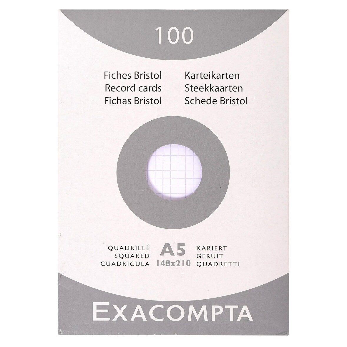 Exacompta 13208E 10x Karteikarten kariert DIN A5 100 St - mit Faltschachtel - Weiß
