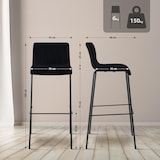 thumbnail of CHEFGASTRO Barhocker MAUI Stoff 4-Fuﬂ Gestell Schwarz HxBxT 100x43x48cm Stoff Schwarz Barstuhl