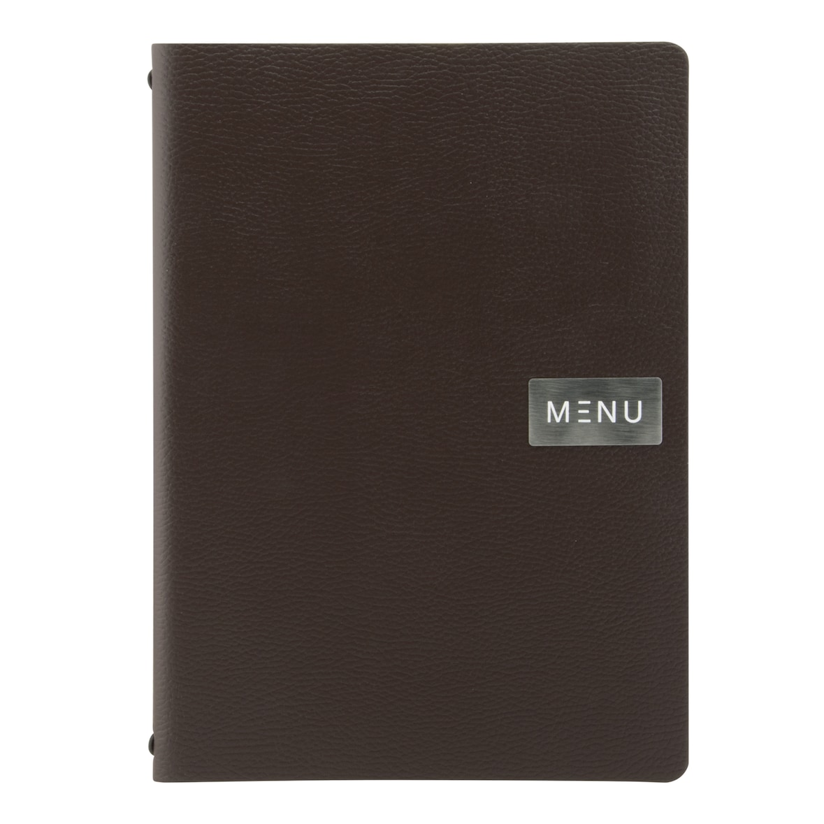 Securit® Carta A4 "Leather" - Marrone - Linea "Raw" - 100% pelle ecologica - Targhetta "Menu" + targhetta neutra incluse - 4 facciate