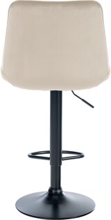 thumbnail of Décoshop26 - Barhocker x1 höhenverstellbar 360° drehbar cremefarbener Samtsitz vertikale Ziernähte schwarzes Metallgestell 10_0005760