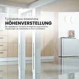 thumbnail of bümö höhenverstellbarer Schreibtisch R-Serie 180x80 cm in grau, Gestell in Silber - großer PC Tisch für's Büro manuell höhenverstellbar,