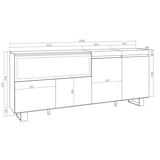 thumbnail of Aparador sala de jantar, Sala, Cozinha, Entrada, TV, 208x35x87cm, 4 Portas, Lareira eléctrica XXL, Design industrial, Carvalho _ 418_4