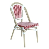 thumbnail of Chaise de terrasse bistrot parisien en aluminium et rotin rouge