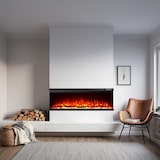 thumbnail of Elektrischer Wandkamin, 3-seitiger Einbaukamin, BOSTON130 L127 x T20 x H44