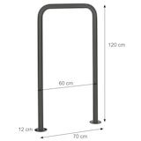 thumbnail of Fahrradbügel HWC-N42, Fahrradständer Anlehnbügel Bügel Absperrung, In-/Outdoor Stahl pulverbeschichtet 120x70x12cm
