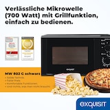 thumbnail of Exquisit Mikrowelle 20L, 1000 Watt Grill, 700 Watt, 25,5cm Drehteller, 5 Leistungsstufen, Timer, Auftaufunktion, 2 Drehregler, MW 802G schwarz