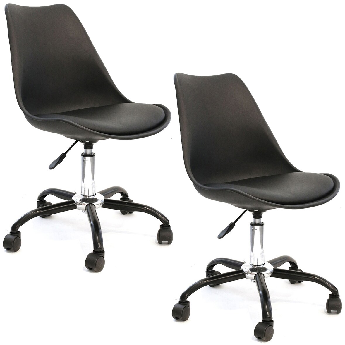 Set de 2 Sillas de Oficina con Ruedas CMP IBERICA en color Negro