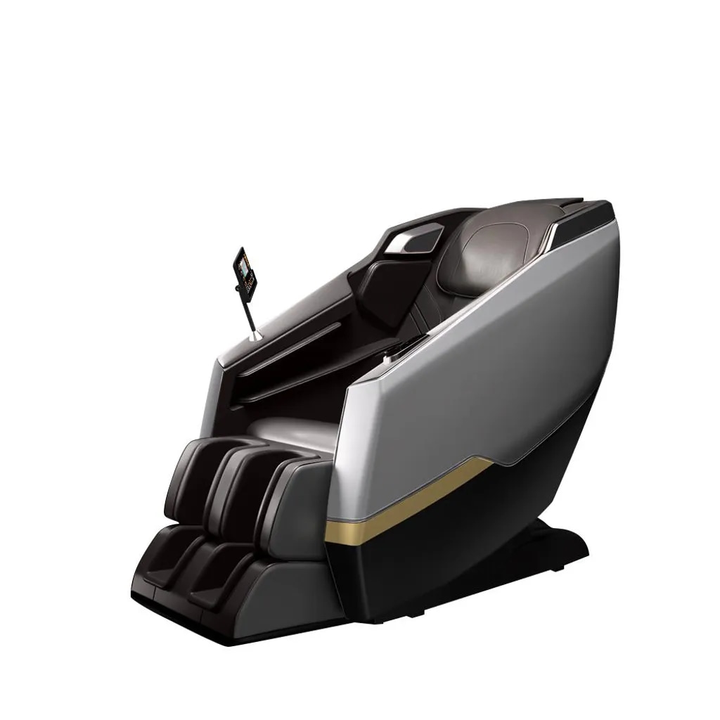 Massagesessel, Zero-Gravity Liegesessel, Tiefenmassage, mit Heizfunktion, Vollmassage, Bluetooth SL Schienen Grau L140×B73×H106cm /A001-Hui/