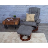 thumbnail of Sillón reclinable MCA Hamilton, taburete para sillón de TV, tela/textil 130 kg de capacidad de carga ~ gris oscuro, color nogal