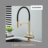 thumbnail of Lana | 3-weg goud zwarte uittrekbare kraan | roestvrij stalen drinkwater osmose kraan keuken|mengkraan - 360 graden draaibaar | filter 3 aansluitingen