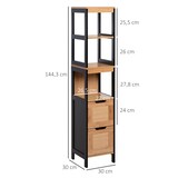 thumbnail of Columna auxiliar de baño armario alto para baño con 3 estantes y 2 cajones estilo moderno 30x30x144,3 cm