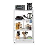 thumbnail of WellHome - Klappbares Aufbewahrungregal mit 4 Regalen und Rädern in Weiß - 71x34x125 cm
