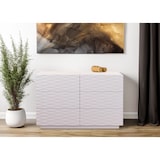 thumbnail of Kommode HWC-M52, Schrank Sideboard, 3D-Design Schubladen Push-to-open, 81x120x42cm Hochglanz weiß