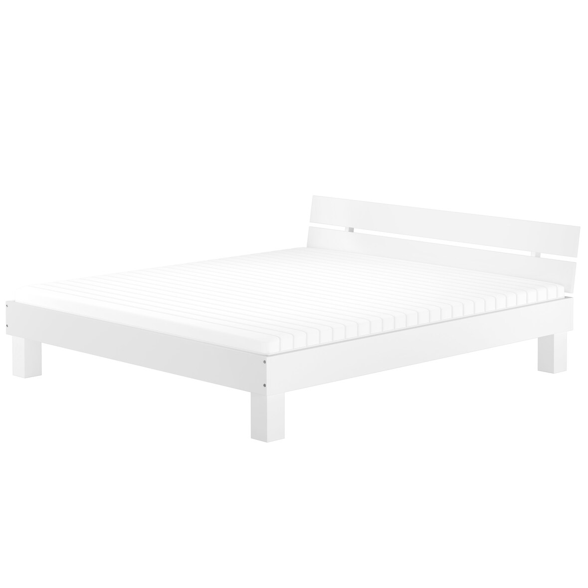 Großfamilienbett mit Überlänge 200x220 aus massiver Buche weiß Zubehör wählbar V-60.86-20-220W Rollrost und Matratze inkl.