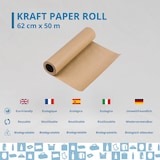 thumbnail of Rolo de Papel de Presente Kraft Natural 62cm x 50m – Papel para Artesanato, Lembranças e Presentes de Natal