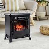 thumbnail of HOMCOM Chimenea Eléctrica Estufa Calefactor Eléctrica con Termostato Brillo Temperatura Ajustable 900W/1800W Efecto Leña Ardiendo 36x25.5x41.5cm Acero