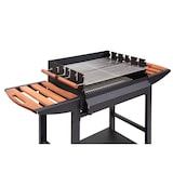 thumbnail of Tarrington House Barbecue a carbone Gouette, acciaio / legno, 130 x 56 x 90 cm, con 2 tavolini laterali, 2 ruote, nero
