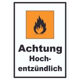 thumbnail of Schild Gefahrensymbol Hochentzündlich Flamme hochkant A3 (297x420mm)