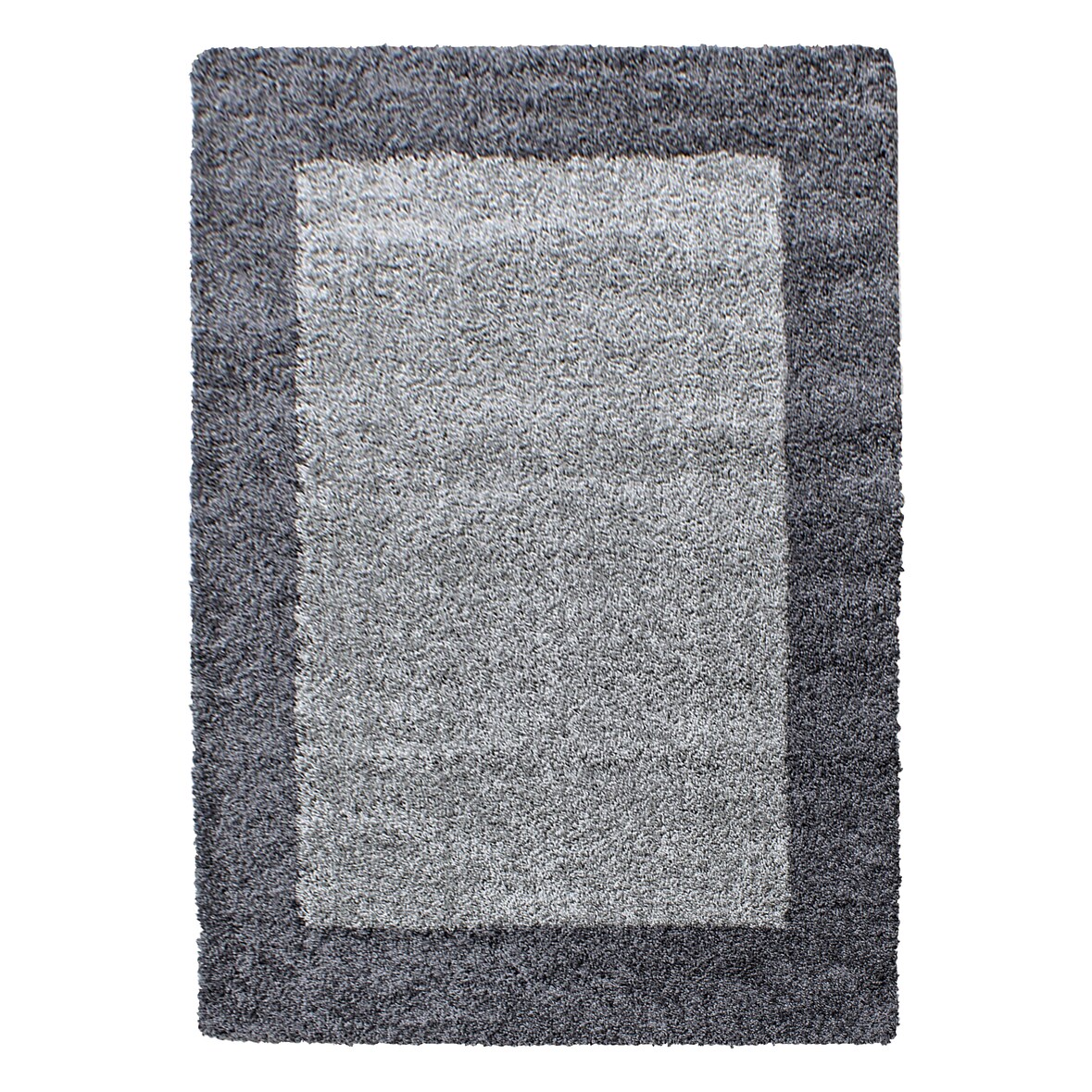 Teppich Wohnzimmer Hochflor Bordüre Weich Flauschig Waschbar Strapazierfähig Schlafzimmer OEKO-TEX Grau 300x400 cm – RHEIN von Kadima Design