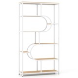 thumbnail of COSTWAY Libreria a 5 ripiani, scaffale aperto indipendente, espositore con struttura in metallo (beige e bianco, a forma di U)