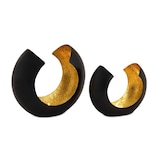 thumbnail of Kerzenhalter Teelichthalter Set 2-teilig Kerzenständer Metall schwarz matt innen vergoldet