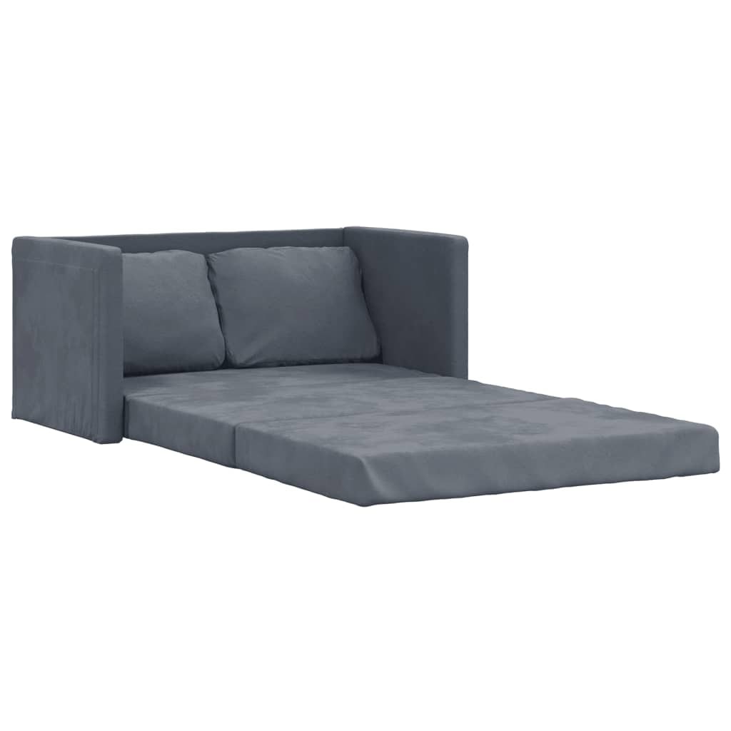 Canapé-lit 2 en 1 gris foncé 122x204x55 cm velours Modèle Farlionne