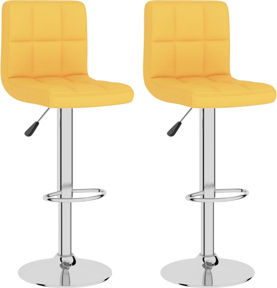 Décoshop26 - Set aus 2 Barhockern Hochstühle mit senfgelber Stoffrückenlehne Stahlgestell DEC029748