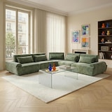 thumbnail of Canapé d'angle modulable 5 places dossier ajustable 340 cm vert