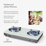 thumbnail of Barzona Campingkocher | 2 Brenner | 3,4 kW & 4,3 kW | Glasplatte | Edelstahl | mobil einsetzbar Weiß