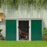 thumbnail of Outsunny cobertizo de jardín 280x130x172 cm base 3,2 m² caseta metálica para almacenamiento de herramientas con 2 puertas base y 2 ventanas