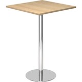 thumbnail of bümö Stehtisch Büro, Bistrotisch eckig 80 x 80 cm - Bartisch Eiche, Stehtisch Holz-Platte, Säule aus Metall verchromt, Buffettisch, Säulentisch,