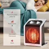 thumbnail of Briebe Calefactor Bajo Consumo Ventilador Eléctrico Aire Caliente/Frío, 2 Niveles Potencia, Termostato, HT1182, Blanco/Negro