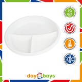 thumbnail of DayBays Plastikteller 3 Geteilt 500 Stk. Weiß Rund Menüteller Plastik Teller 22 cm Einweg Spülmaschinenbeständig