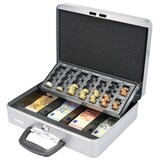 thumbnail of HMF 10016-09 Geldkassette abschließbar mit Münzzählbrett, Kasse mit Koffergriff, 30,5 x 24 x 8,5 cm, Silber