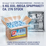thumbnail of 5 kg ca. 276 Sück GO clean! 12-in-1 Spülmaschinentabs - Pouches 18g in wasserlöslicher Folie. Starke Reinigungskraft gegen Schmutz und Fett.