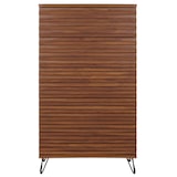 thumbnail of Ladekast HWC-M49, highboard kast, 3D design 5 laden massief hout mangometaal 145x80x44cm ~ walnoot look