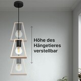 thumbnail of Hängelampe LED mit Kabel – Deckenleuchte mit schwarzer Metall-Lampenfassung und Beiger Lampenschirm aus Holz