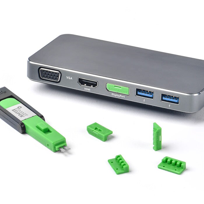 [SmartKeeper ESSENTIAL] 4 x Display Port Schlösser mit 1 x Micro Typ Schlüssel / Grün