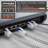 thumbnail of Primewire Patchkabel CAT 8 mit Baumwollummantelung - Gigabit Ethernet LAN Kabel - 40 Gbit/s - S/FTP PIMF Schirmung - Netzwerkkabel - 20m