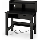 thumbnail of OSTWAY Schreibtisch mit Steckdosen, Kleiner Computertisch mit Zubehör, Offenem Fach & Schublade, PC Tisch