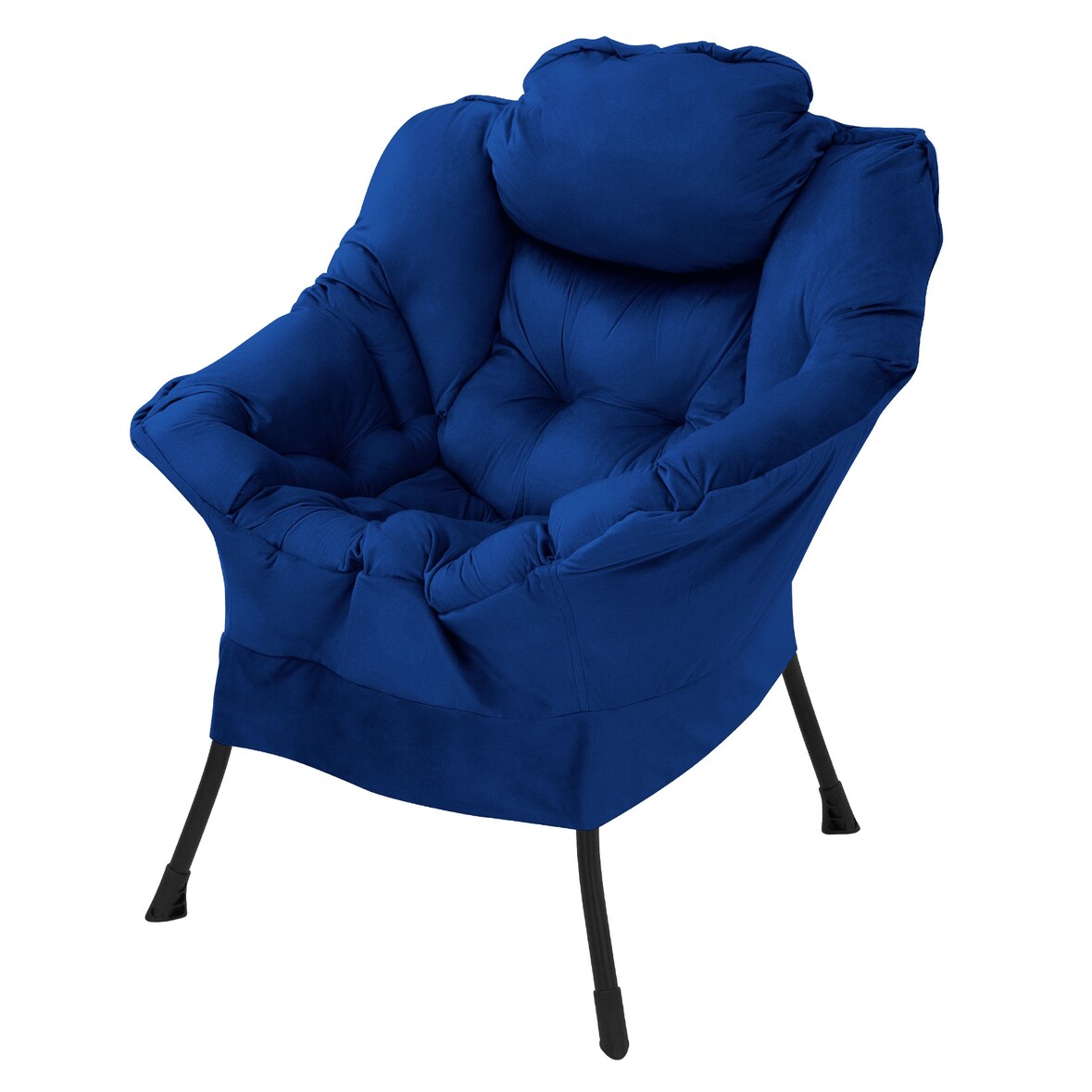 ML-Design Relaxsessel Dunkelblau – Loungesessel mit Armlehnen, Kopfkissen & Seitentasche, Stahlrahmen, ergonomisch, gepolsterter Fernsehsessel