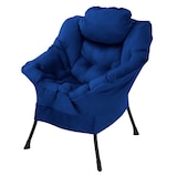 thumbnail of ML-Design Relaxsessel Dunkelblau – Loungesessel mit Armlehnen, Kopfkissen & Seitentasche, Stahlrahmen, ergonomisch, gepolsterter Fernsehsessel