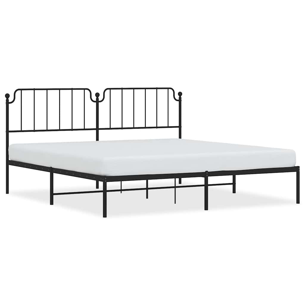 vidaXL Bedframe met hoofdbord metaal zwart 193x203 cm